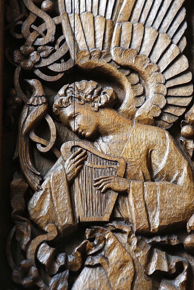 Relief sculpture in Saint Maurice's church, Lille, Nord, France, Europe