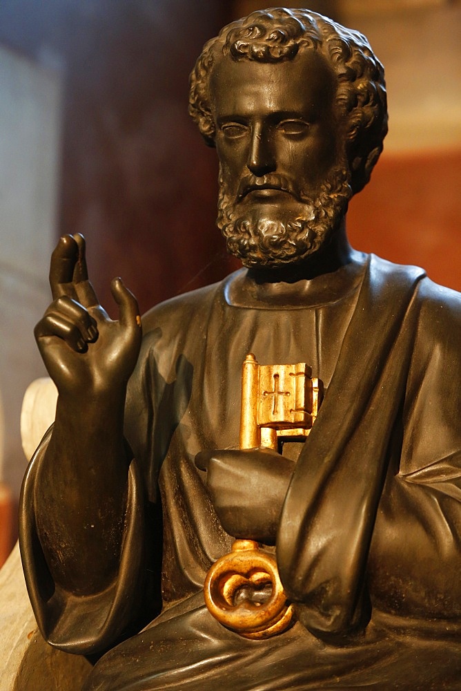 Statue of St. Peter, Notre Dame de Brebieres basilica, Albert, Somme, France, Europe