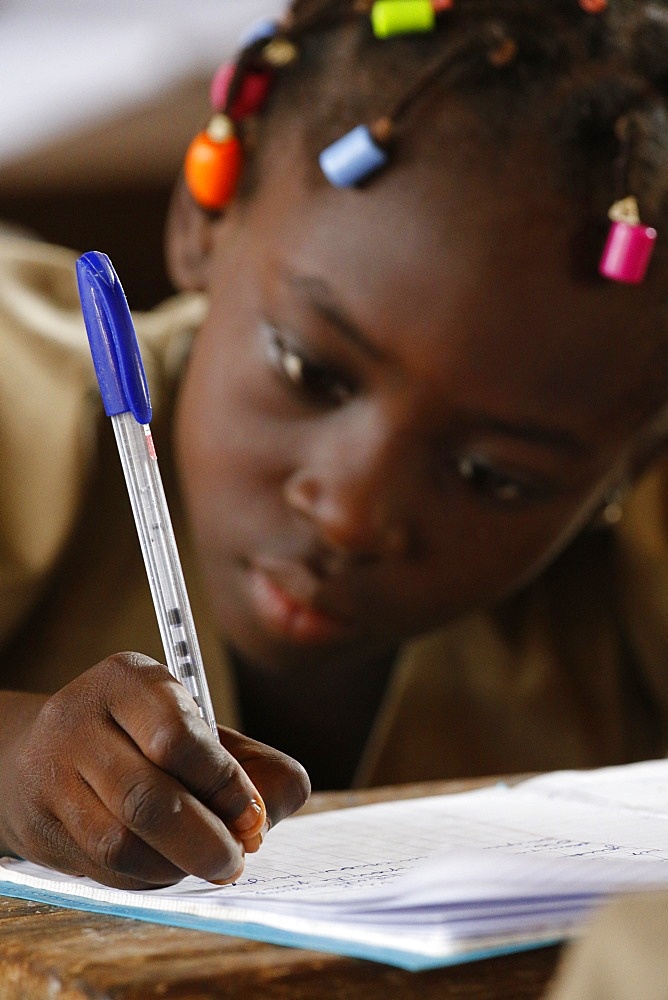 Schoolgirl, African primary school, Lome, Togo, West Africa, Africa