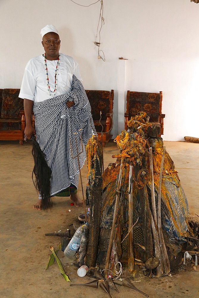 Voodoo temple priest Mathias Sogbe, Hadagon, Zou, Benin, West Africa, Africa