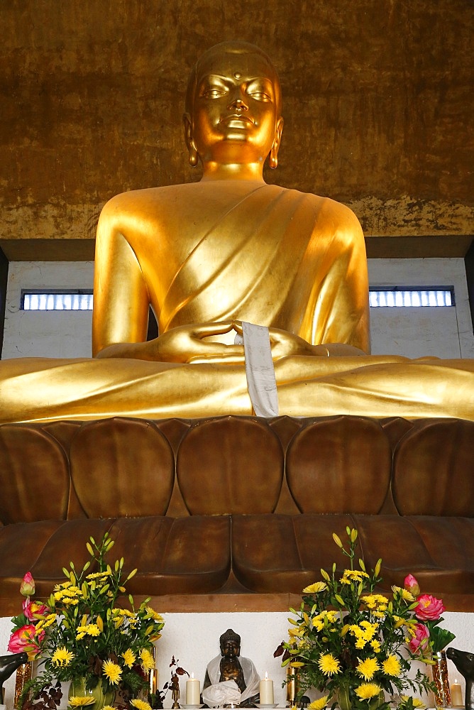 Altar and statue of the Buddha, Great Buddhist Temple (Grande Pagode de Vincennes), France, Europe