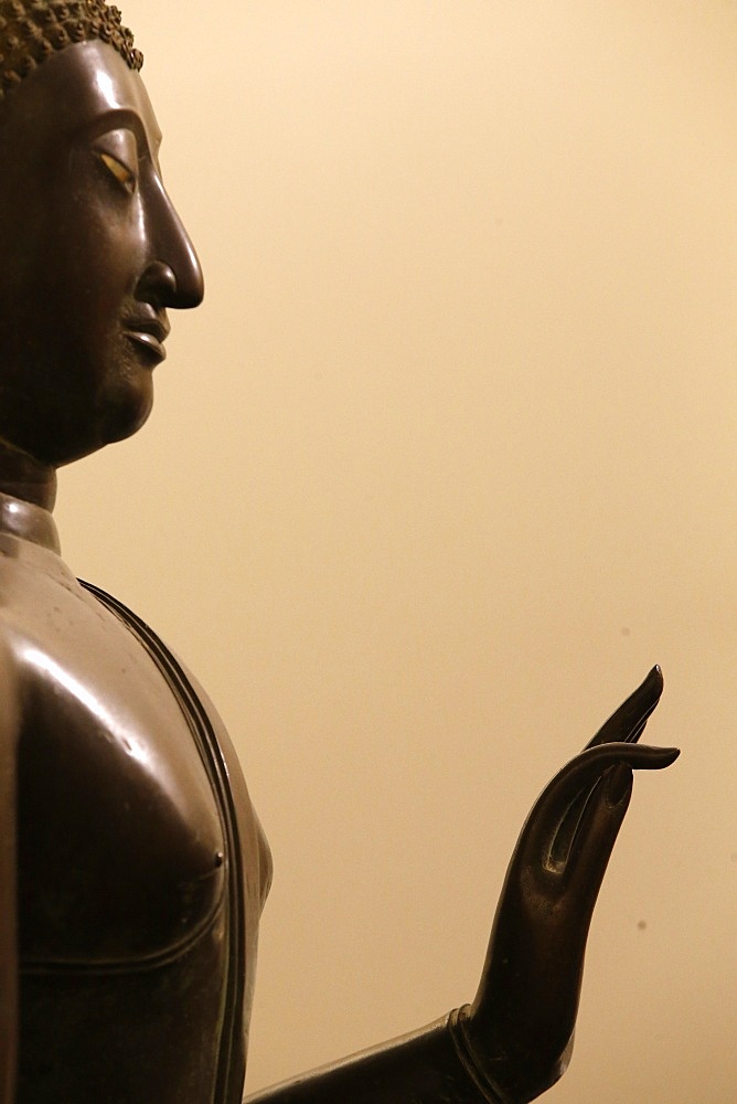 Bronze Buddha dating from the 15th and 16th century, Jnana mudra symbolizing knowledge, from Ayutthaya, Thailand, Guimet Museum, Paris, France, Europe