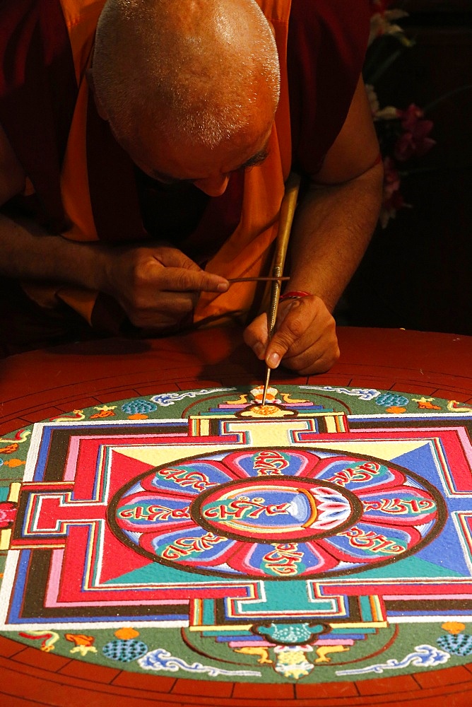 Buddhist sand Mandala, a spiritual and ritual symbol representing the Universe, Paris, France, Europe