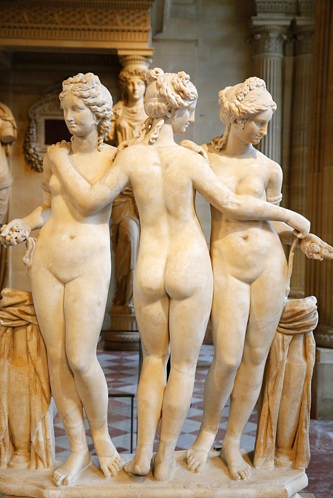 The Three Graces, dating from the second century AD, marble, Louvre Museum, Paris, France, Europe