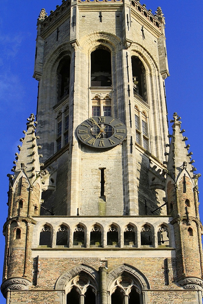 View from the Grand Place of the Belfry of Bruges, Belgium, Europe