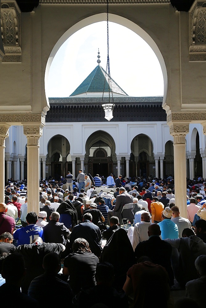 Friday prayer at the Paris Great Mosque, Paris, France, Europe