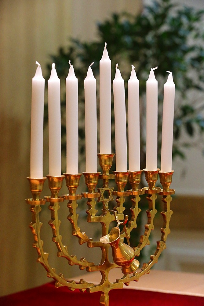 Hanukkha with nine candles, Paris, France, Europe