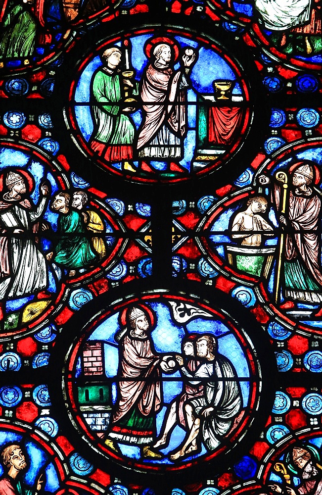 Stained glass from the 13th century of Jesus Christ, Chapel of Our Lady, Beauvais Cathedral, Picardy, France, Europe