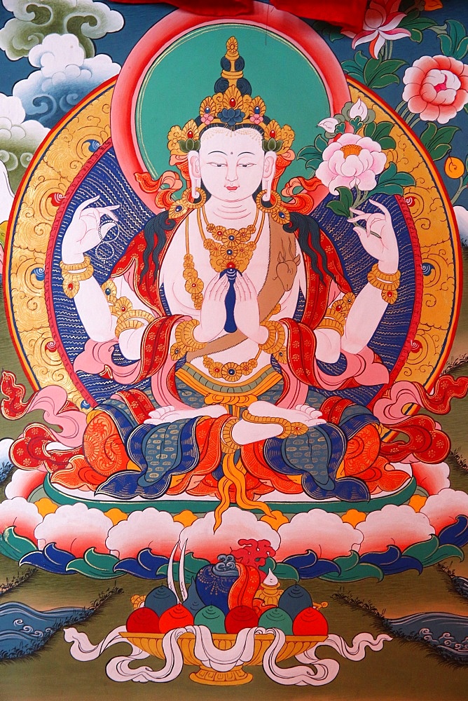 White Tara, Tibetan thanka, Shedub Choekhor Ling Monastery, Mont Saleve, Haute-Savoie, France, Europe