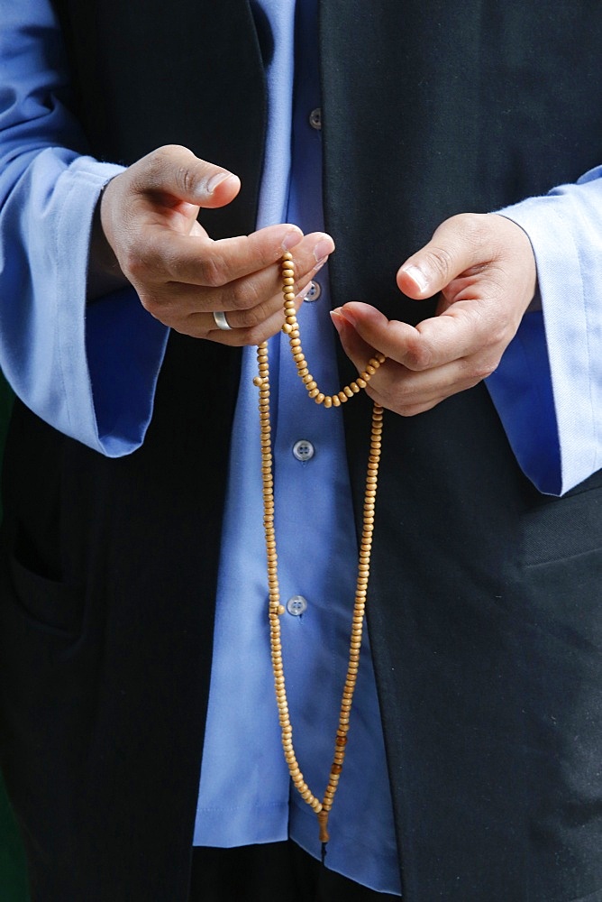 Naqshbandi Muslim praying with prayer beads, Lefke, Cyprus, Europe