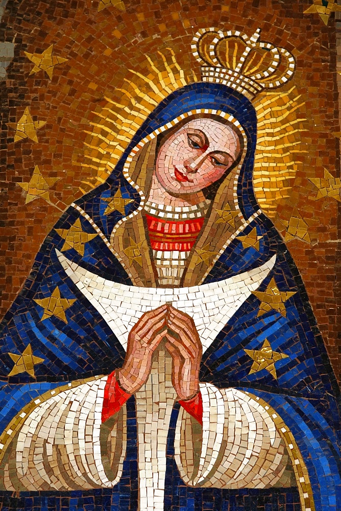 Mosaic of Slovenian Virgin, Annunciation Basilica, Nazareth, Galilee, Israel, Middle East