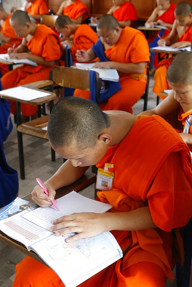 Students taking an exam, Mahachulalongkornrajavidalaya University, Chiang Mai campus, Thailand, Southeast Asia, Asia