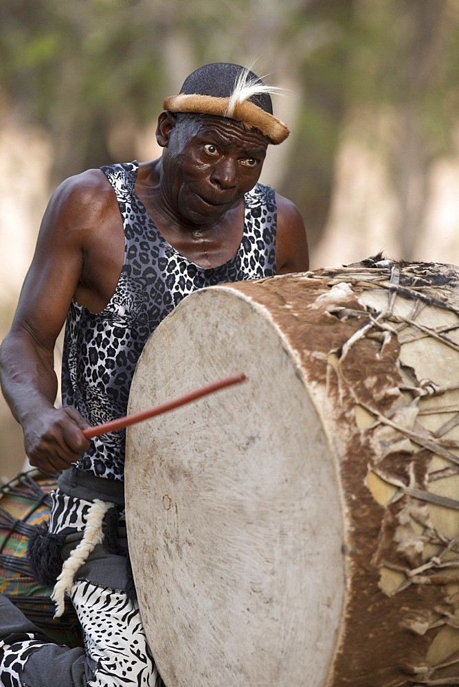 African traditional djembe drummer, Kruger National Park, South-Africa, Africa