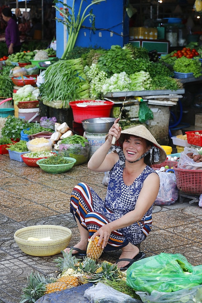 Traditional market vegetables shop, Ha Tien, Vietnam, Indochina, Southeast Asia, Asia