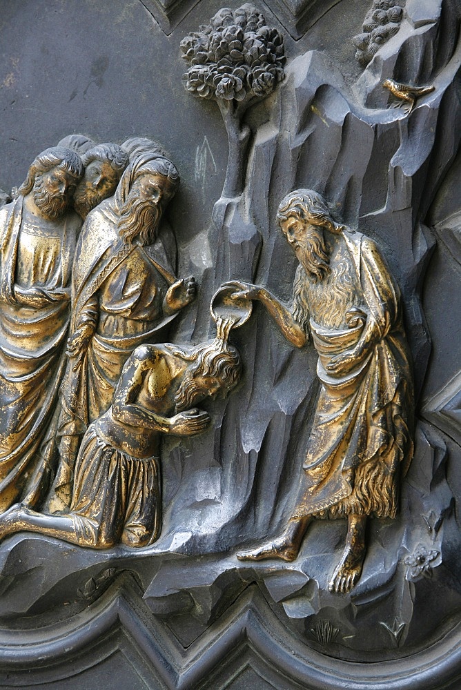 St. John the Baptist giving baptism, Baptistry of San Giovanni, Florence, Tuscany, Italy, Europe