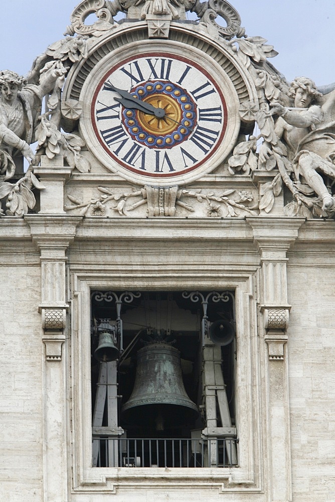 St. Peter's Basilica clock and bell, Vatican, Rome, Lazio, Italy, Europe