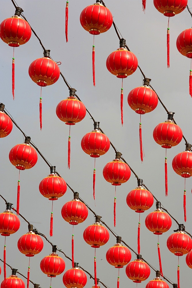 Lanterns at Chinese New Year, Thean Hou Chinese temple. Kuala Lumpur, Malaysia, Southeast Asia, Asia