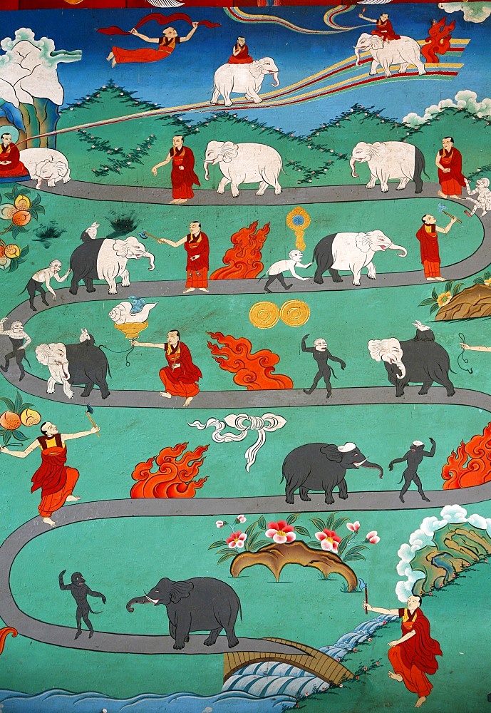 White elephant tale at Kopan monastery, Kathmandu, Nepal, Asia