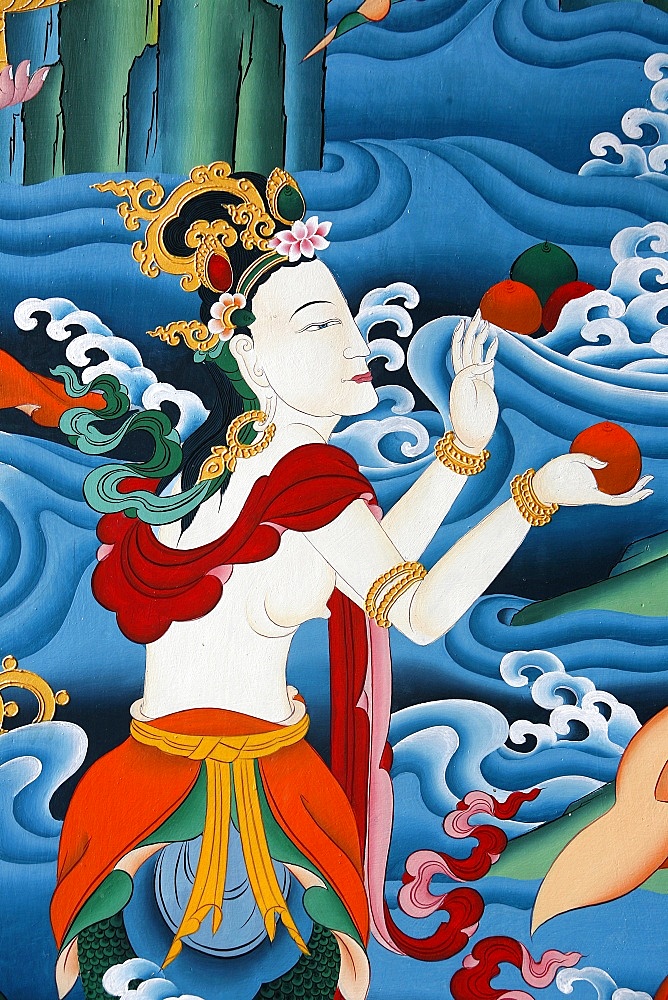 Painting of a Tibetan deity, Kopan monastery, Kathmandu, Nepal, Asia