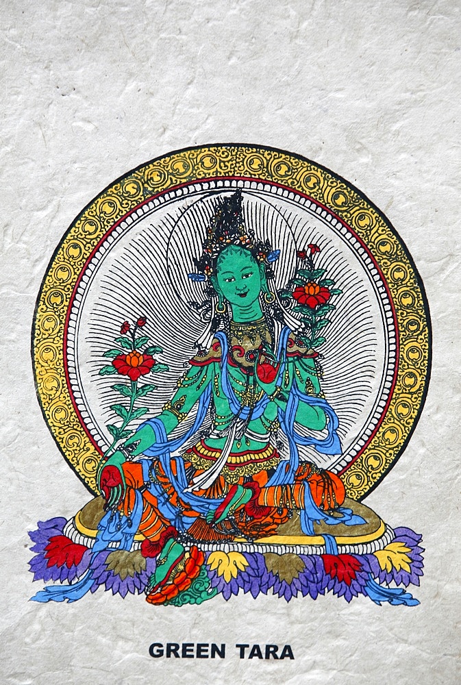 Green Tara, Buddhist symbol of prosperity, Kopan monastery, Bhaktapur, Nepal, Asia