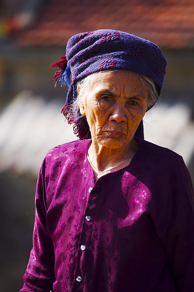 Portrait of an old woman Bridge keeper, Vietnam, Indochina, Southeast Asia, Asia