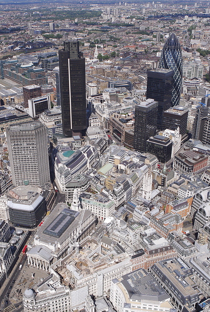 City of London skyscrapers including the Gherkin, London, England, United Kingdom, Europe