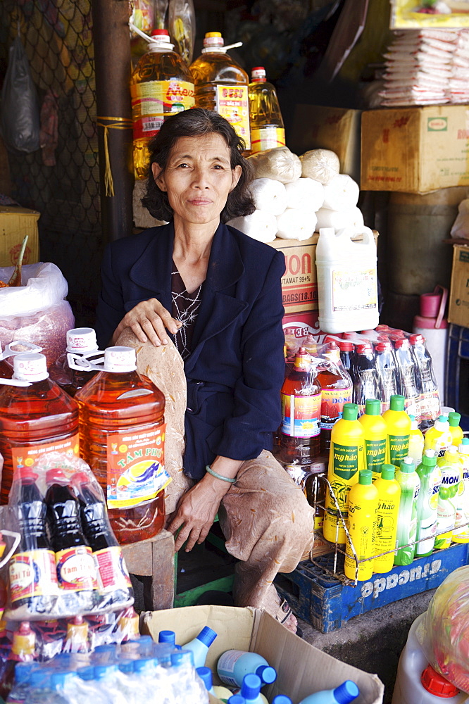 Trader At the Dong Ba Market, Hue, Vietnam, Indochina, Southeast Asia, Asia