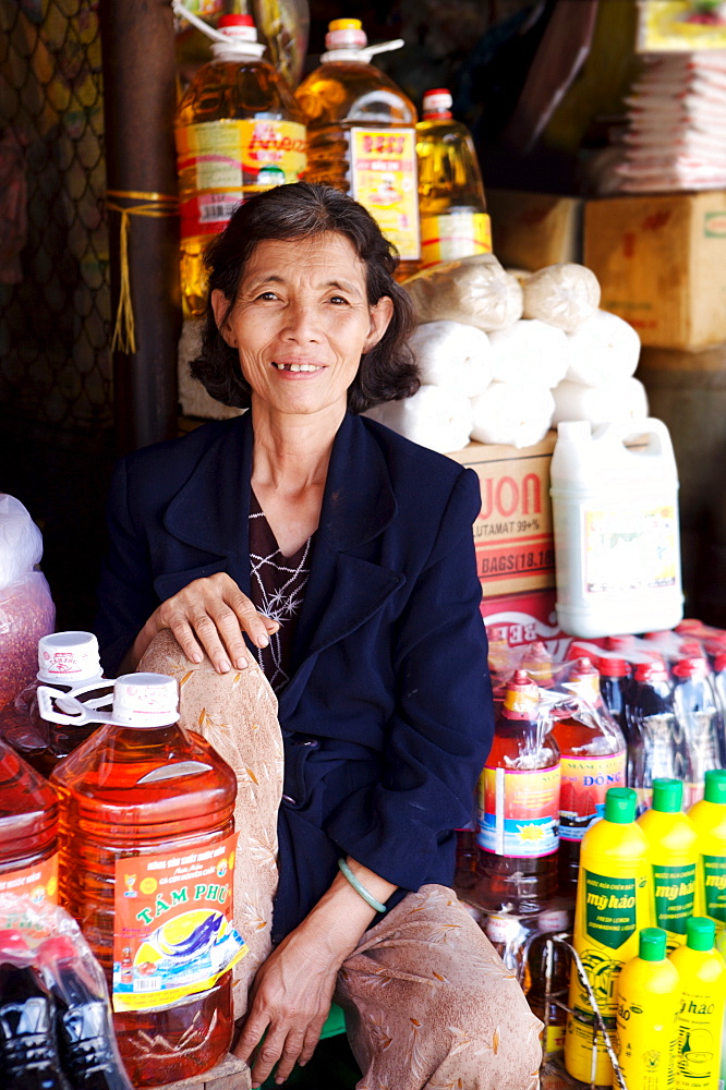 Trader At the Dong Ba Market, Hue, Vietnam, Indochina, Southeast Asia, Asia