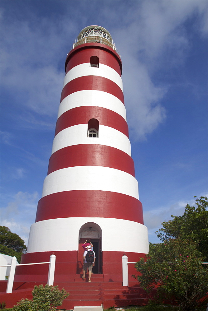 The Hope Town lighthouse on the Abaco archipelago, Bahamas, West Indies, Caribbean, Central America