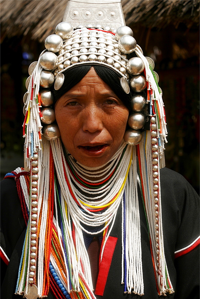 An Akha woman in the area of Mae Sai, in the Golden Triangle, Thailand, Southeast Asia, Asia