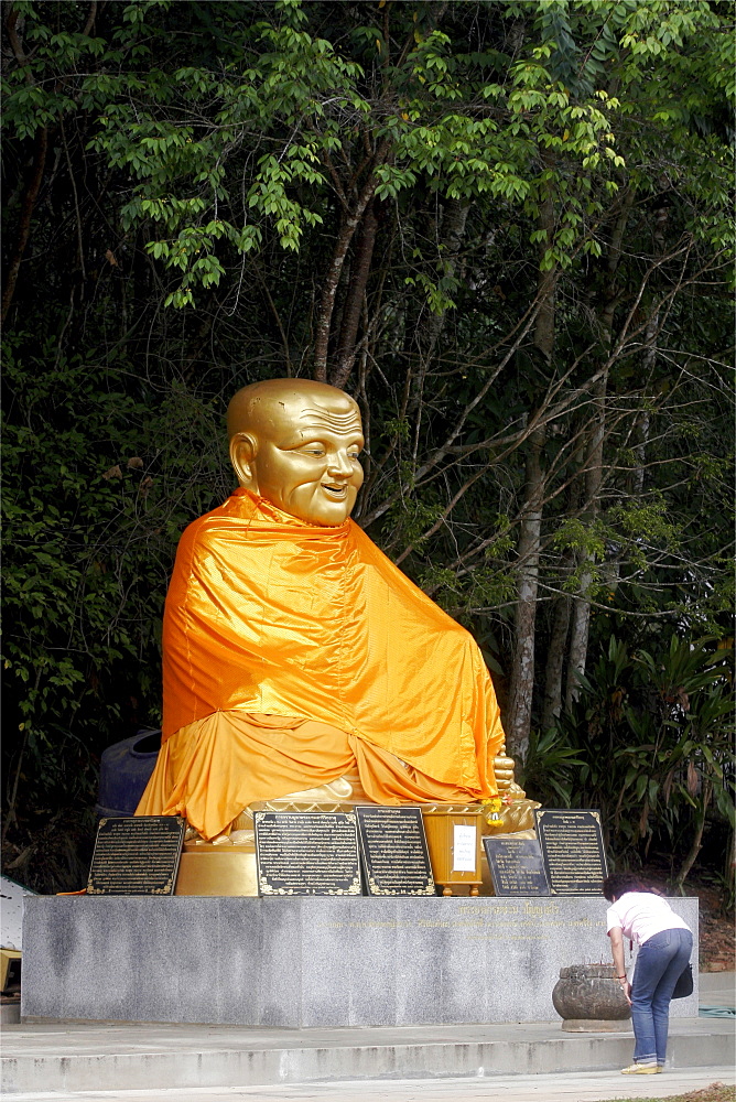 The laughing Buddha in Doi Tung temple, in the middle of the Golden Triangle, Thailand, Southeast Asia, Asia