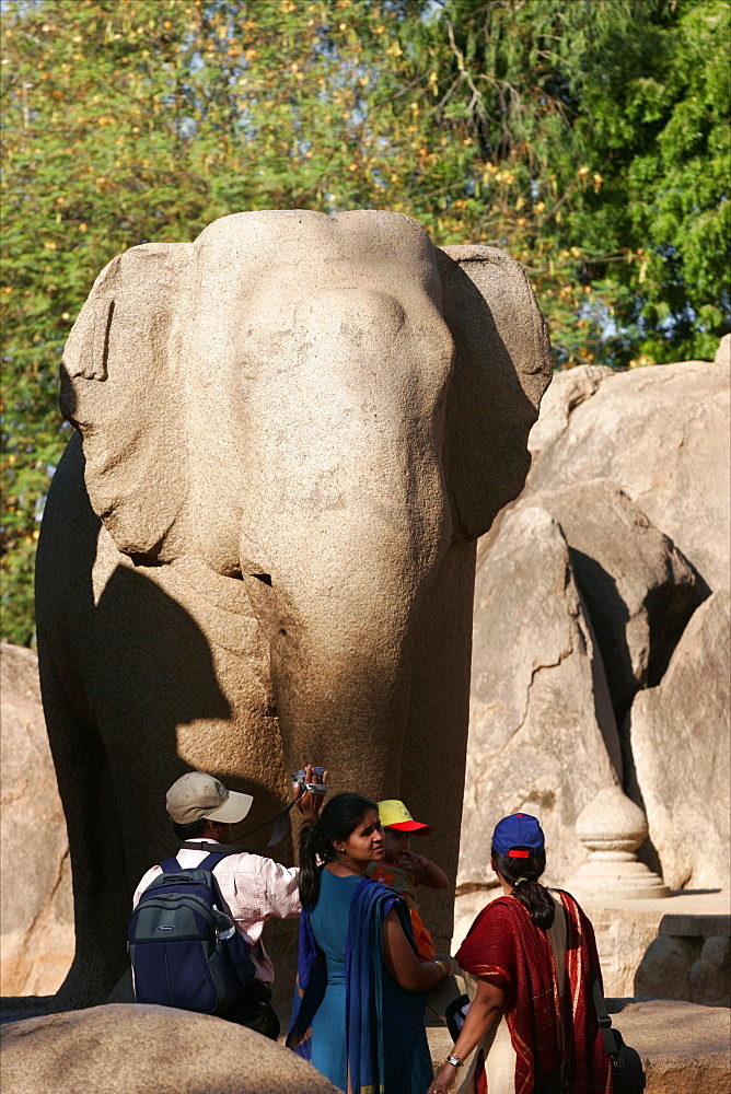 The garden of the sculptures in Mahabalipuram, UNESCO World Heritage Site, Tamil Nadu, India, Asia