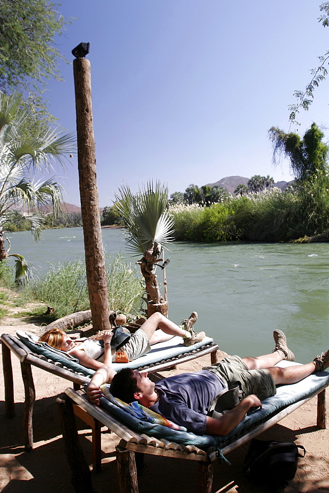 Epupa Tented Camp, on the Kunene River, in the middle of Himba country, on the border with Angola, Namibia, Africa