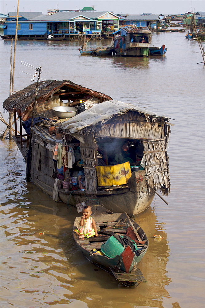 The floating village of Kompong Phluk on Lake Tonle Sap near Siem Reap, Cambodia, Indochina, Southeast Asia, Asia