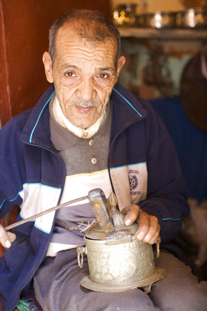 An ironworker in the suk, Marrakech, Morocco, North Africa, Africa