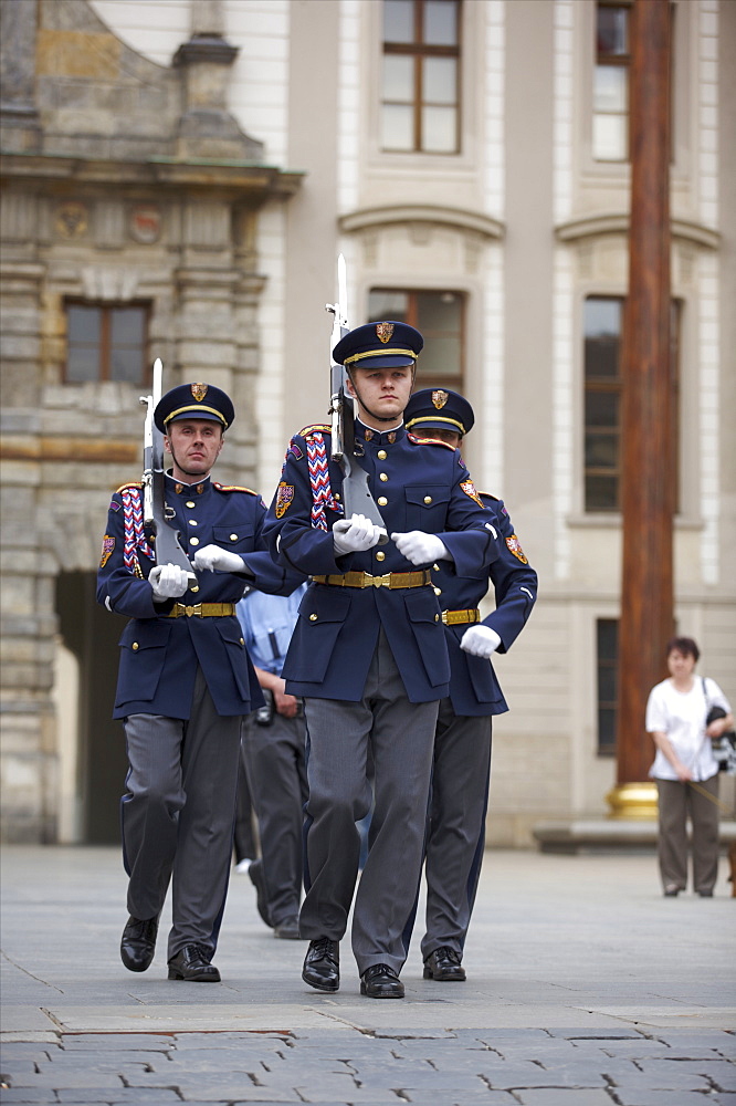 The changing of the guard, Prague castle, Prague, Czech Republic, Europe