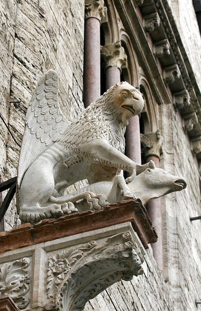 A gargoyle of the Duomo of Perugia, Umbria, Italy, Europe