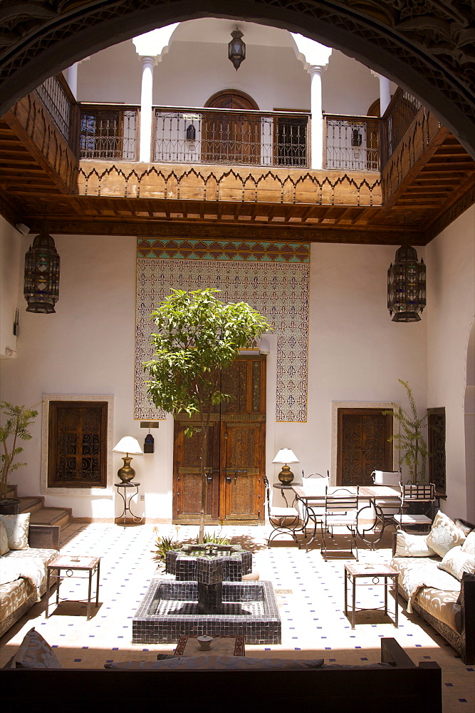 The entrance of the Riad Blanc in the medina of Marrakech, Morocco, North Africa, Africa