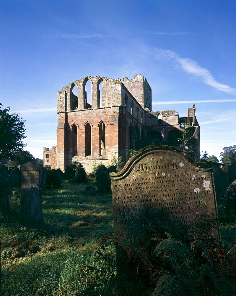 View of Priory from graveyard, Lanercost Priory, Cumbria, England, United Kingdom, Europe