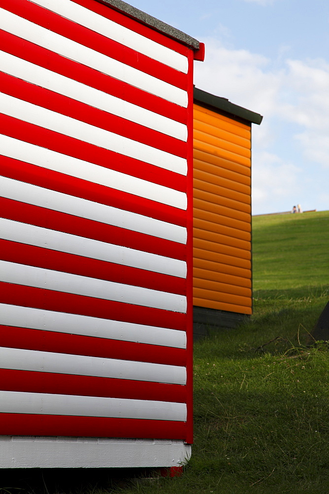 Beach huts, Whitstable beach, Kent, England, United Kingdom, Europe