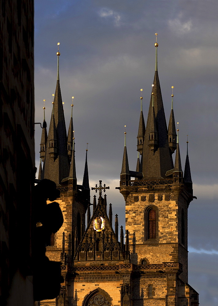 Spires of Church of Our Lady before Tyn, Old Town, Prague, Czech Republic, Europe