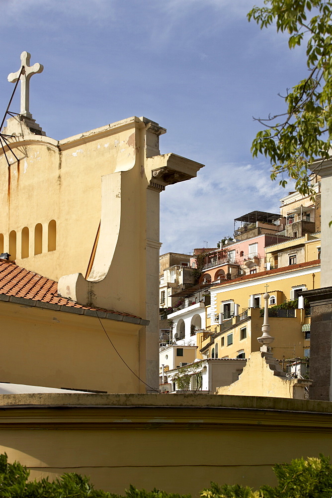 Church and housing, Positano, Amalfi Coast, UNESCO World Heritage Site, Campania, Italy, Europe