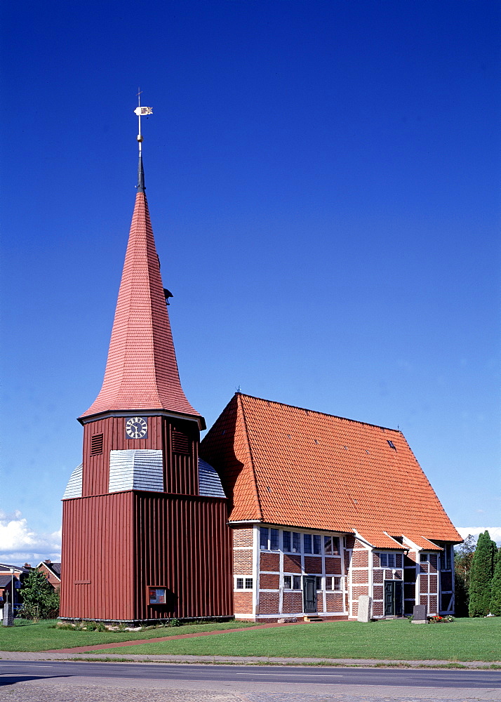 Fachwerkkirche, Grunendeich, Niedersachsen, Germany, Europe