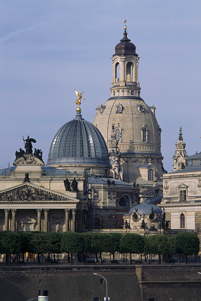 Cupolas of der Kunstakademie and der Frauenkirche, Dresden, Sachsen, Germany, Europe