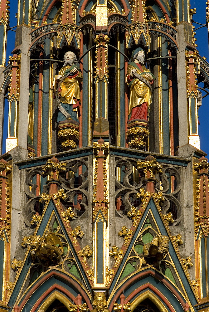 Detail of the Schoner Brunnen (beautiful fountain), Nuremberg, Bavaria, Germany, Europe