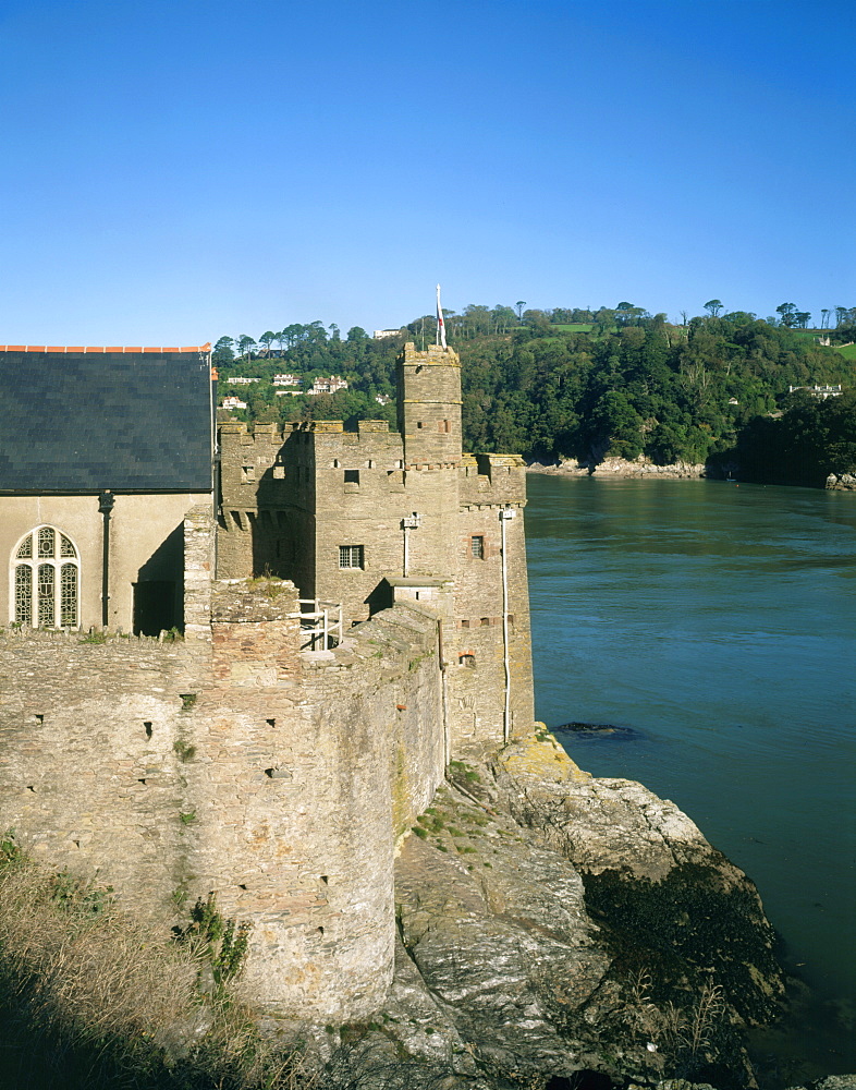 The Old Castle from the south west looking across the haven, Dartmouth Castle, Devon, England, United Kingdom, Europe