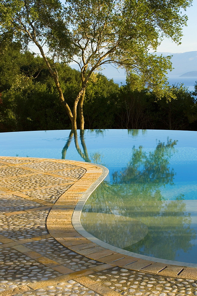 Infinity pool designed by Gina Price, Corfu, Ionian Islands, Greek Islands, Greece, Europe