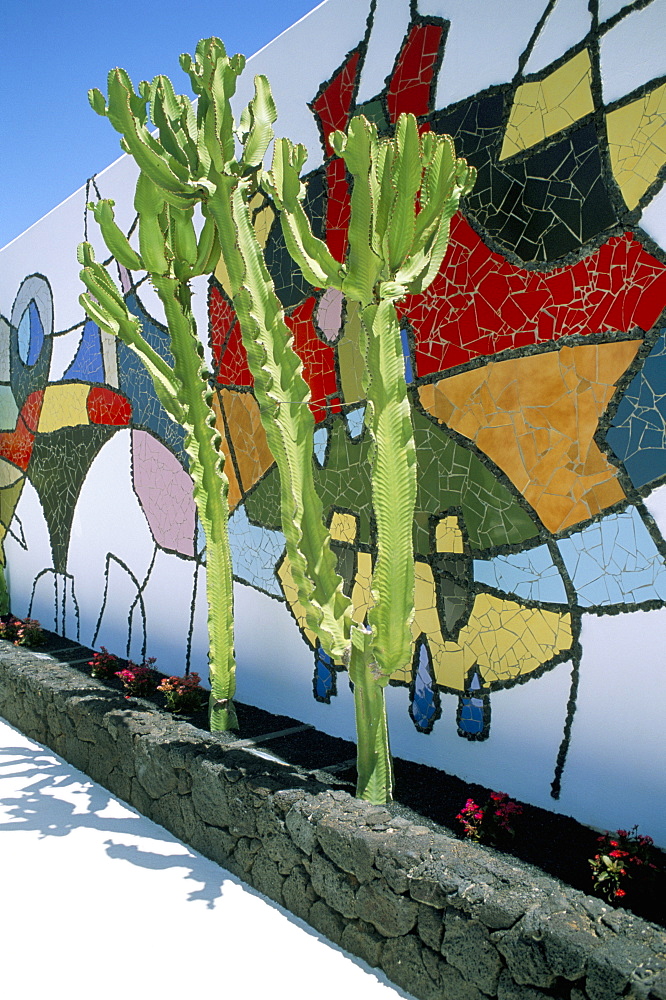 Wall painting by Cesar Manrique at the Cesar Manrique Foundation, Lanzarote, Canary Islands, Spain, Europe