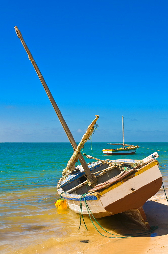 Traditional sailing boats in the Banc d'Arguin, Mauritania, Africa