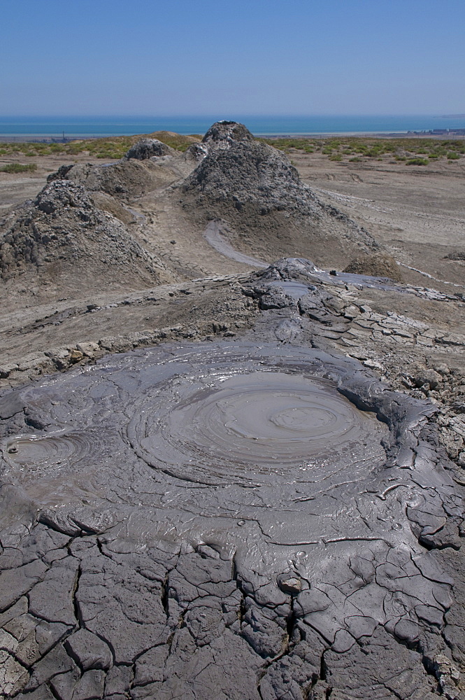 Mud volcanoes near Qobustan, Azerbaijan, Central Asia, Asia